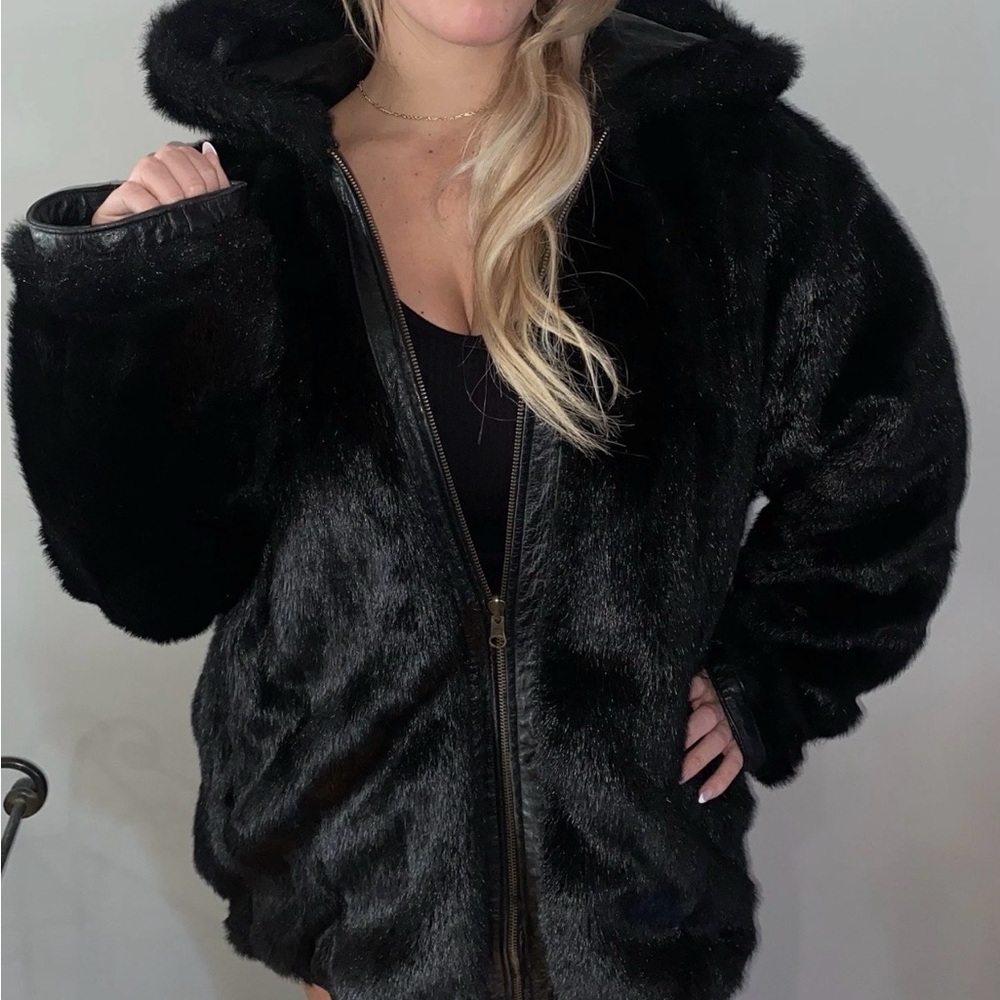 Full Fur&Leather 100% Genuine Fully Reversible Vintage Coat Thick,**Read details